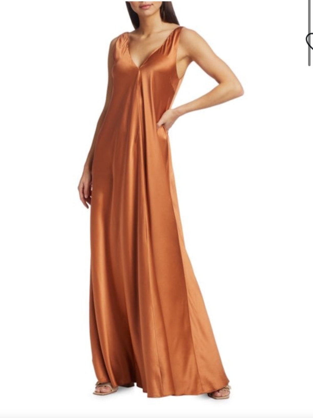 Silk Maxi Dress, Designer CO, Copper, Small, Unaltered, excellent condition